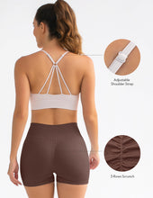 Load image into Gallery viewer, FRESOUGHT Yoga Tummy Control Booty Shorts for Women High Waist,Seamless Athletic Workout Shirt 2 Piece Outfits Set Brown