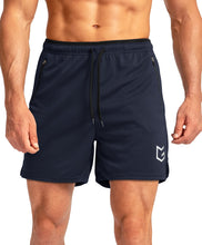 Load image into Gallery viewer, G Gradual Men's Running Shorts with Zipper Pockets Quick Dry Gym Athletic Workout 5" Shorts for Men (Navy)