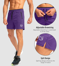 Load image into Gallery viewer, Men's Running Shorts with Zipper Pockets Quick Dry Gym Athletic Workout 5" Shorts for Men (Purple)
