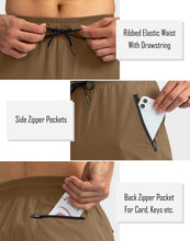 Load image into Gallery viewer, Pudolla Men's Lightweight Jogger Pants Workout Running Tapered Joggers for Men with Zipper Pockets for Athletic Travel Casual(Brown)