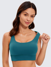 Load image into Gallery viewer, CRZ YOGA Butterluxe Womens U Back Sports Bra - Scoop Neck Padded Low Impact Yoga Clothes Workout Crop Top with Built in Pads Borealis Green