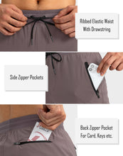 Load image into Gallery viewer, Pudolla Men's Lightweight Jogger Pants Workout Running Tapered Joggers for Men with Zipper Pockets for Athletic Travel Casual(Purple Grey)