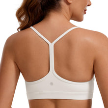 Load image into Gallery viewer, CRZ YOGA Butterluxe Womens Y Back Sports Bra - Padded Racerback Low Impact Spaghetti Thin Strap Workout Yoga Top Milky White (Bone)