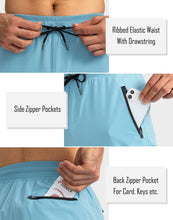 Load image into Gallery viewer, Pudolla Men's Lightweight Jogger Pants Workout Running Tapered Joggers for Men with Zipper Pockets for Athletic Travel Casual(Light Blue)