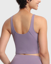 Load image into Gallery viewer, Women’s Longline Sports Bra Wirefree Padded Medium Support Yoga Bras Gym Running Workout Tank Tops Grey Purple