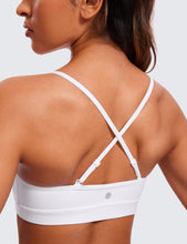 Load image into Gallery viewer, CRZ YOGA Butterluxe V-Neck Sports Bras for Women - Adjustable Thin Straps Padded Yoga Top Basic Wireless Camisole White