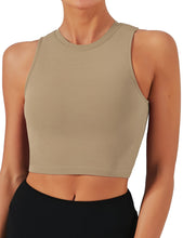 Load image into Gallery viewer, Natural Feelings Nudi Sports Bras for Women Removable Padded Yoga Tank Tops Sleeveless Fitness Workout Crop Tops Khaki