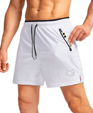 Load image into Gallery viewer, G Gradual Men's Running Shorts with Zipper Pockets Quick Dry Gym Athletic Workout 5" Shorts for Men (White)