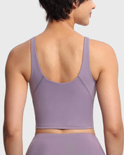 Load image into Gallery viewer, Women’s Longline Sports Bra Wirefree Padded Medium Support Yoga Bras Gym Running Workout Tank Tops Grey Purple