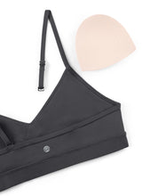 Load image into Gallery viewer, CRZ YOGA Butterluxe V-Neck Sports Bras for Women - Adjustable Thin Straps Padded Yoga Top Basic Wireless Camisole Mysterious Grey