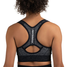 Load image into Gallery viewer, New Balance Women's Seamless MID Impact Heather Keyhole Sport Bra with Removable Pads, Black