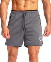 Load image into Gallery viewer, G Gradual Men's Running Shorts with Zipper Pockets Quick Dry Gym Athletic Workout 5" Shorts for Men (Grey)
