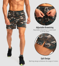 Load image into Gallery viewer, G Gradual Men's Running Shorts with Zipper Pockets Quick Dry Gym Athletic Workout 5" Shorts for Men (Green camo)