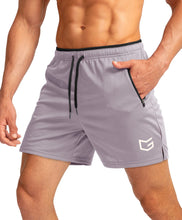 Load image into Gallery viewer, G Gradual Men's Running Shorts with Zipper Pockets Quick Dry Gym Athletic Workout 5" Shorts for Men (Light Grey)