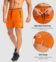 Load image into Gallery viewer, G Gradual Men's Running Shorts with Zipper Pockets Quick Dry Gym Athletic Workout 5" Shorts for Men (Orange)