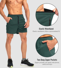 Load image into Gallery viewer, G Gradual Men's Running Shorts with Zipper Pockets Quick Dry Gym Athletic Workout 5" Shorts for Men (Army Green)