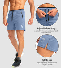 Load image into Gallery viewer, G Gradual Men's Running Shorts with Zipper Pockets Quick Dry Gym Athletic Workout 5" Shorts for Men (Light Blue)
