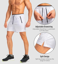 Load image into Gallery viewer, G Gradual Men's Running Shorts with Zipper Pockets Quick Dry Gym Athletic Workout 5" Shorts for Men (White)