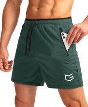 Load image into Gallery viewer, G Gradual Men's Running Shorts with Zipper Pockets Quick Dry Gym Athletic Workout 5" Shorts for Men (Army Green)