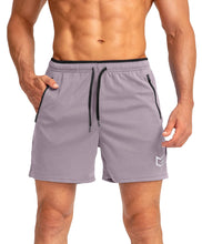 Load image into Gallery viewer, G Gradual Men's Running Shorts with Zipper Pockets Quick Dry Gym Athletic Workout 5" Shorts for Men (Light Grey)