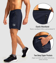 Load image into Gallery viewer, G Gradual Men's Running Shorts with Zipper Pockets Quick Dry Gym Athletic Workout 5" Shorts for Men (Navy)