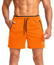 Load image into Gallery viewer, G Gradual Men's Running Shorts with Zipper Pockets Quick Dry Gym Athletic Workout 5" Shorts for Men (Orange)