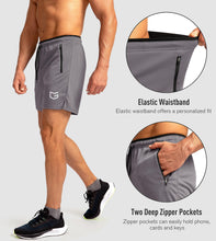 Load image into Gallery viewer, G Gradual Men's Running Shorts with Zipper Pockets Quick Dry Gym Athletic Workout 5" Shorts for Men (Grey)