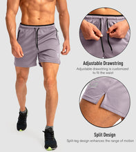 Load image into Gallery viewer, G Gradual Men's Running Shorts with Zipper Pockets Quick Dry Gym Athletic Workout 5" Shorts for Men (Light Grey)