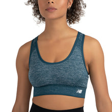 Load image into Gallery viewer, New Balance Women's Seamless MID Impact Heather Keyhole Sport Bra with Removable Pads, Tornado