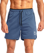 Load image into Gallery viewer, G Gradual Men's Running Shorts with Zipper Pockets Quick Dry Gym Athletic Workout 5" Shorts for Men (Dusty Blue)