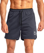 Load image into Gallery viewer, G Gradual Men's Running Shorts with Zipper Pockets Quick Dry Gym Athletic Workout 5" Shorts for Men (Dark Grey)