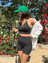 Load image into Gallery viewer, FRESOUGHT Workout Sets for Women 2 Piece Ribbed Yoga Outfits Sports Bra Seamless Gym High Waisted Biker Shorts Set Black