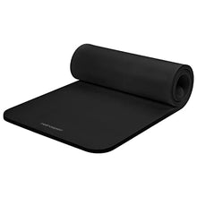 Load image into Gallery viewer, Retrospec Solana Yoga Mat 1" Thick w/Nylon Strap for Men & Women - Non Slip Exercise Mat for Home Yoga, Pilates, Stretching, Floor & Fitness Workouts - Black