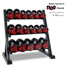 Load image into Gallery viewer, 3-Tier Dumbbell Rack Stand Gym Weights - The Home Fitness Corp