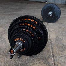 Load image into Gallery viewer, 300 lb. Rugged Deep Dish Olympic Plate Set with Bar - The Home Fitness Corp