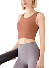 Load image into Gallery viewer, High Neck Sports Bra for Women Longline Low Back Sports Bras Medium Impact Padded Workout Crop Tops for Yoga Gym