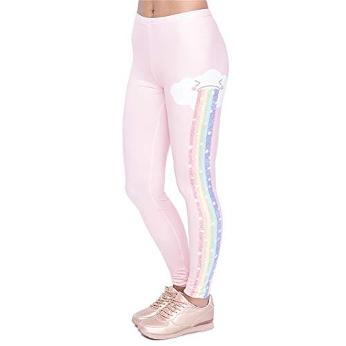 Middle Waisted Seamless Workout Leggings - Women’s Mandala Printed Yoga Leggings, Tummy Control Running Pants (Rainbow, One Size)