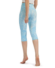 Load image into Gallery viewer, ODODOS Women's High Waisted Printed Yoga Capris with Pocket, Tummy Control Non See Through Workout Sports Running Athletic Capri Leggings, Plus Size, Blue Tropical, XX-Large