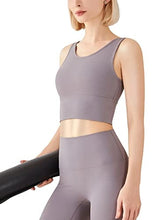 Load image into Gallery viewer, High Neck Sports Bra for Women Longline Low Back Sports Bras Medium Impact Padded Workout Crop Tops for Yoga Gym