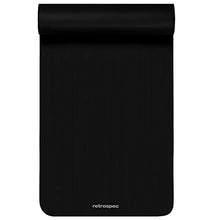 Load image into Gallery viewer, Retrospec Solana Yoga Mat 1" Thick w/Nylon Strap for Men & Women - Non Slip Exercise Mat for Home Yoga, Pilates, Stretching, Floor & Fitness Workouts - Black