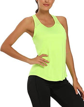Load image into Gallery viewer, Aeuui Workout Tops for Women Mesh Racerback Tank Yoga Shirts Gym Clothes Fluorescent Yellow