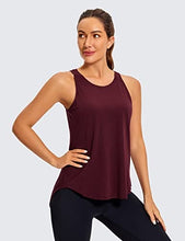 Load image into Gallery viewer, CRZ YOGA Women's Pima Cotton Workout Tank Tops Tie Back Sleeveless Shirts Yoga Athletic Open Back Sport Gym Tops Berry Heather Medium