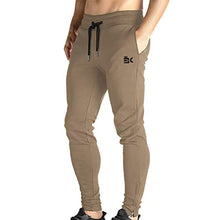Load image into Gallery viewer, BROKIG Mens Zip Joggers Pants - Casual Gym Workout Track Pants Comfortable Slim Fit Tapered Sweatpants with Pockets (Beige)
