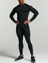 Load image into Gallery viewer, ATHLIO Men's UPF 50+ Long Sleeve Compression Shirts, Water Sports Rash Guard Base Layer, Athletic Workout Shirt, 3pack Black/Utility Camo Black/White