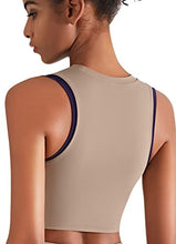 Load image into Gallery viewer, High Neck Sports Bra for Women Longline Full Coverage Sports Bras for Yoga Gym Medium Impact Padded Workout Crop Tops