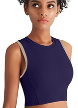 Load image into Gallery viewer, High Neck Sports Bra for Women Longline Full Coverage Sports Bras for Yoga Gym Medium Impact Padded Workout Crop Tops