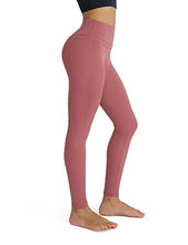 Load image into Gallery viewer, ODODOS Women's High Waisted Yoga Leggings with Inner Pocket, 28" Full Length Sports Athletic Running Tights Workout Yoga Pants, Raspberry, Small