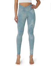 Load image into Gallery viewer, ODODOS Women's Cross Waist Yoga Leggings with Hidden Pocket, Compression Athletic Workout Running Leggings-Inseam 28", Tie Dye Blue, X-Large