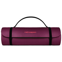 Load image into Gallery viewer, Retrospec Solana Yoga Mat 1" Thick w/Nylon Strap for Men & Women - Non Slip Exercise Mat for Home Yoga, Pilates, Stretching, Floor & Fitness Workouts - Boysenberry