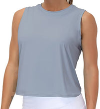 Load image into Gallery viewer, Ice Silk Workout Tops for Women Quick Dry Muscle Gym Running Shirts Sleeveless Flowy Yoga Tank Tops (Blue, Medium)
